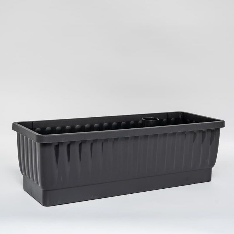 Fioriera da balcone Venezia con sistema di accumulo dell'acqua e indicatore del livello dell'acqua, 60 cm, antracite